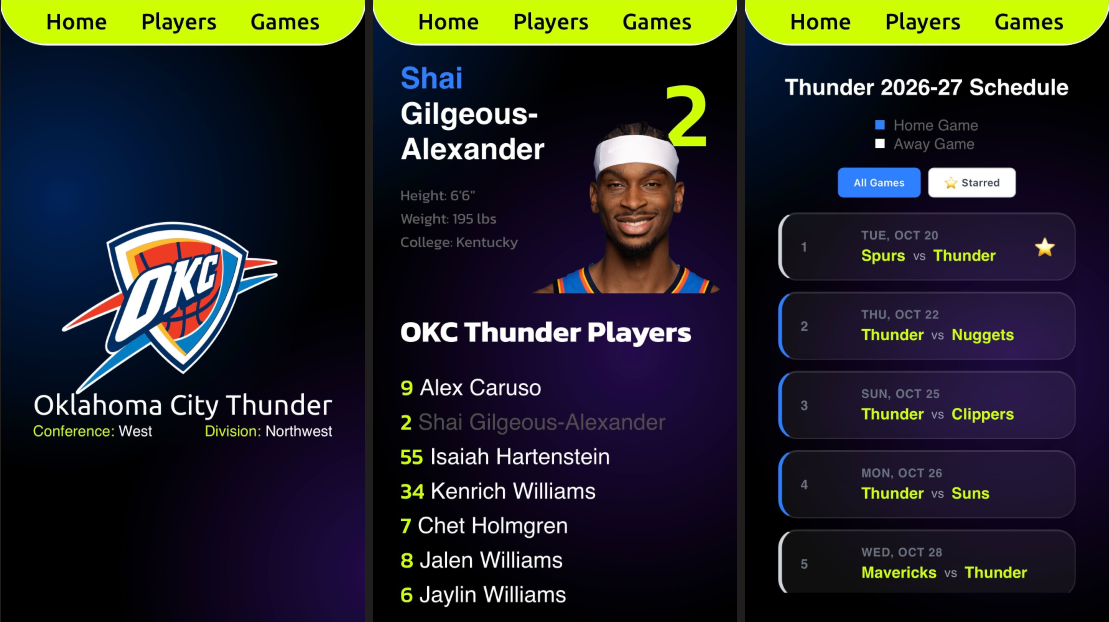 Thunder API Project screenshots